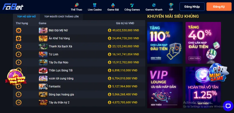 Đa dạng trò chơi cá cược tại 888togame